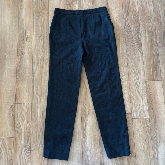 Anthropologie Jacquard Slim Fit Navy Blue Pants Size 10 Holiday Office - Picture 9 of 12